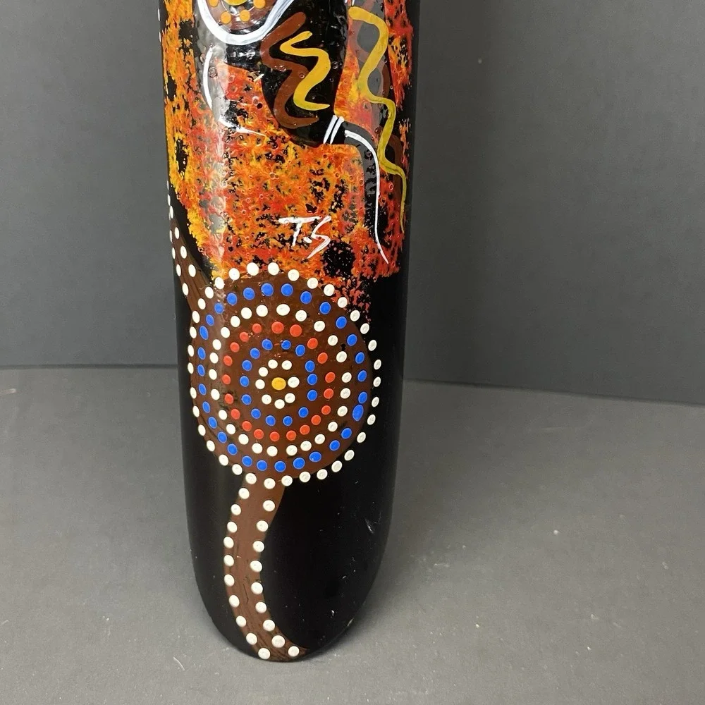 Wine Bottle Holder Australian Wooden Balancing with Aboriginal Hand Painted